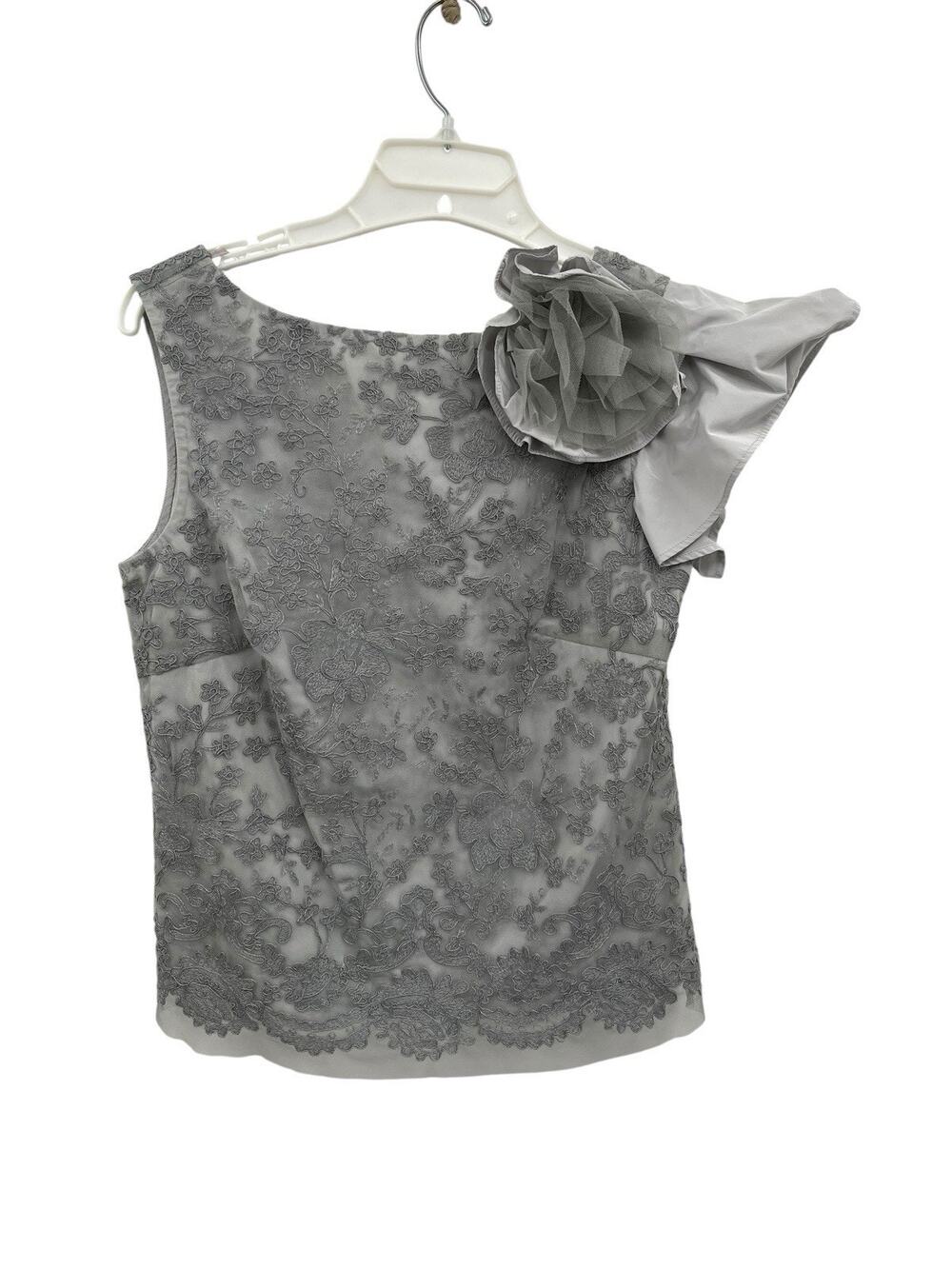Pauw Amsterdam Gray Lace Top Rosette Shoulder Sleeveless Size 1 US Small